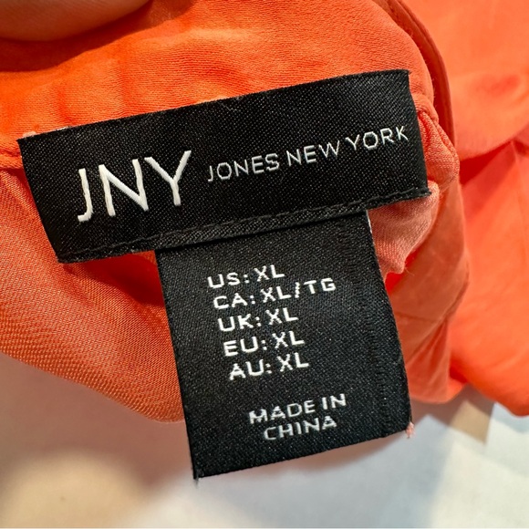 Jones New York Orange Blouse Flutter Sleeve V-Neck, Size XL - Picture 7 of 10
